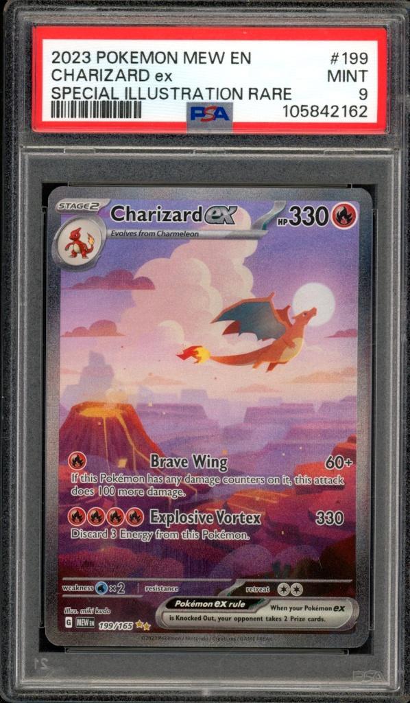 Charizard ex [SIR] PSA 9 - 199/165 - 151 2023, Hobby en Vrije tijd, Verzamelkaartspellen | Pokémon, Zo goed als nieuw, Losse kaart