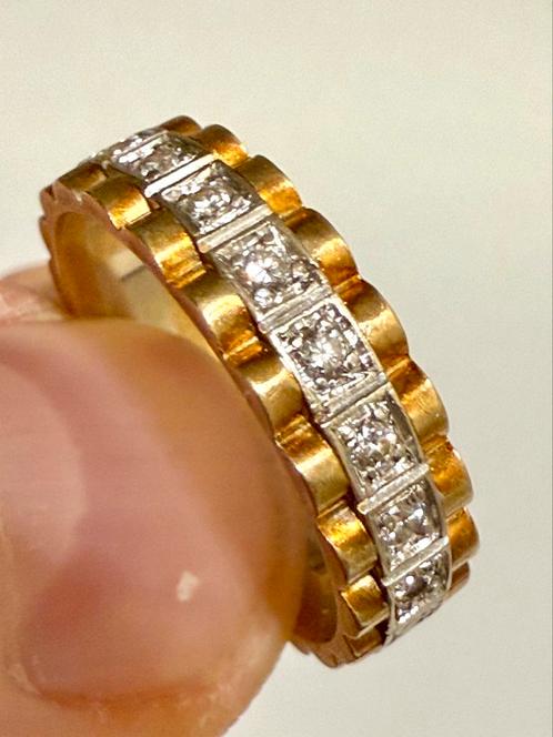 Prachtige unisex Rolex ring 14k goud met 10 VS diamanten!, Handtassen en Accessoires, Ringen, Dame of Heer, 18 tot 19, Goud, Goud