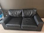 Zwarte zetel, tweezit leer, Huis en Inrichting, Zetels | Zetels, Ophalen, Gebruikt