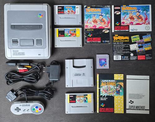 Super Nintendo + Super Gameboy + Spellen, Games en Spelcomputers, Spelcomputers | Nintendo Super NES, Gebruikt, Met 1 controller
