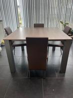 Tafel met 4 stoelen, Huis en Inrichting, Tafels | Eettafels, Ophalen, Vierkant, Zo goed als nieuw, Vier personen