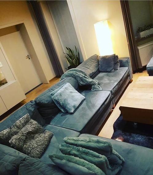 Hoeksalon 4 losse elementen + poef, Huis en Inrichting, Zetels | Complete zithoeken, Gebruikt, Ophalen