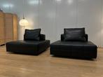 Minotti Lawrence élément cuir noir (2x) – PN: 14.000€, Maison & Meubles, 100 à 125 cm, Enlèvement ou Envoi, Voetbank Deisgn Poef Bank