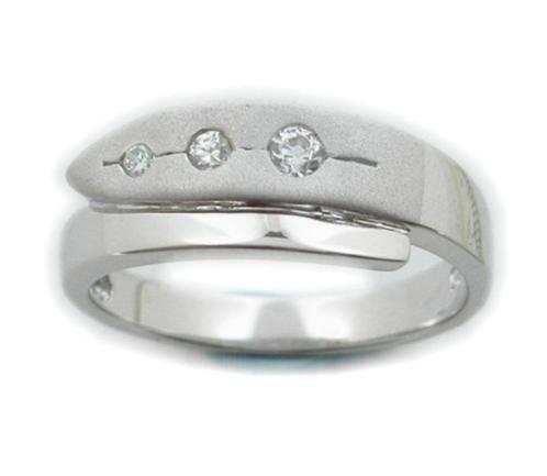 Zilveren ring hoog- en satijnglans & cubic zirkonia, Handtassen en Accessoires, Ringen, Nieuw, Dame, Zilver, Zilver, Met edelsteen