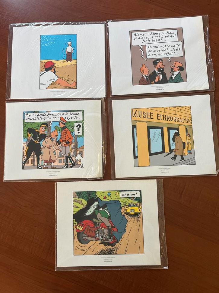 Hergé - Set van 15 geïllustreerde borden Moulinsart 2011, Verzamelen, Stripfiguren, Zo goed als nieuw, Kuifje, Ophalen of Verzenden
