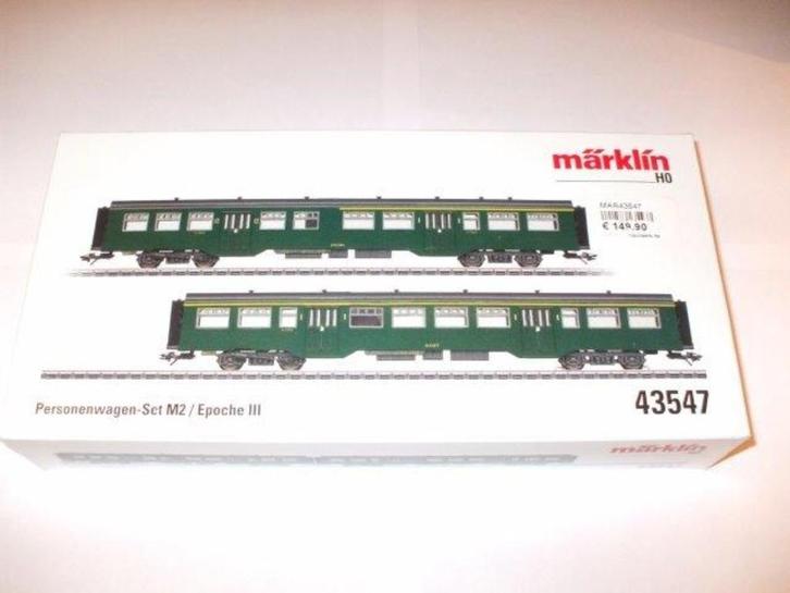 Märklin groen M2 NMBS rijtuig 43547-02 met binnenverlichting, Hobby en Vrije tijd, Modeltreinen | H0, Nieuw, Wagon, Wisselstroom