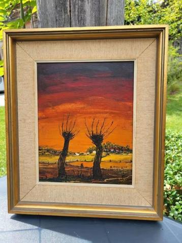 Knotwilgen bij ondergaande zon - g. Rossignol beschikbaar voor biedingen