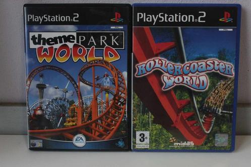 PS2 Rollercoaster World (2007) & Theme Park World (2007), Games en Spelcomputers, Games | Sony PlayStation 2, Gebruikt, Simulatie