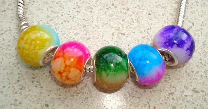 Set van 5 glasbedels multicolour, Handtassen en Accessoires, Bedels, Nieuw, Overige merken, Glas of Kristal, 4 bedels of meer