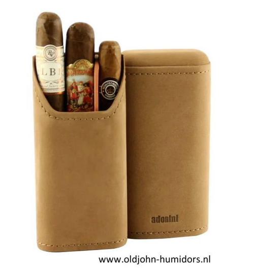 SK03 ADORINI SIGARENKOKER SUEDE LICHTBRUIN 2-3 SIGAREN KOKER, Verzamelen, Rookartikelen, Aanstekers en Luciferdoosjes, Nieuw, Tabaksdoos of Verpakking