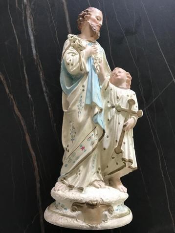 Groot heiligenbeeld Jozef en Jezus - begin 20ste eeuw beschikbaar voor biedingen