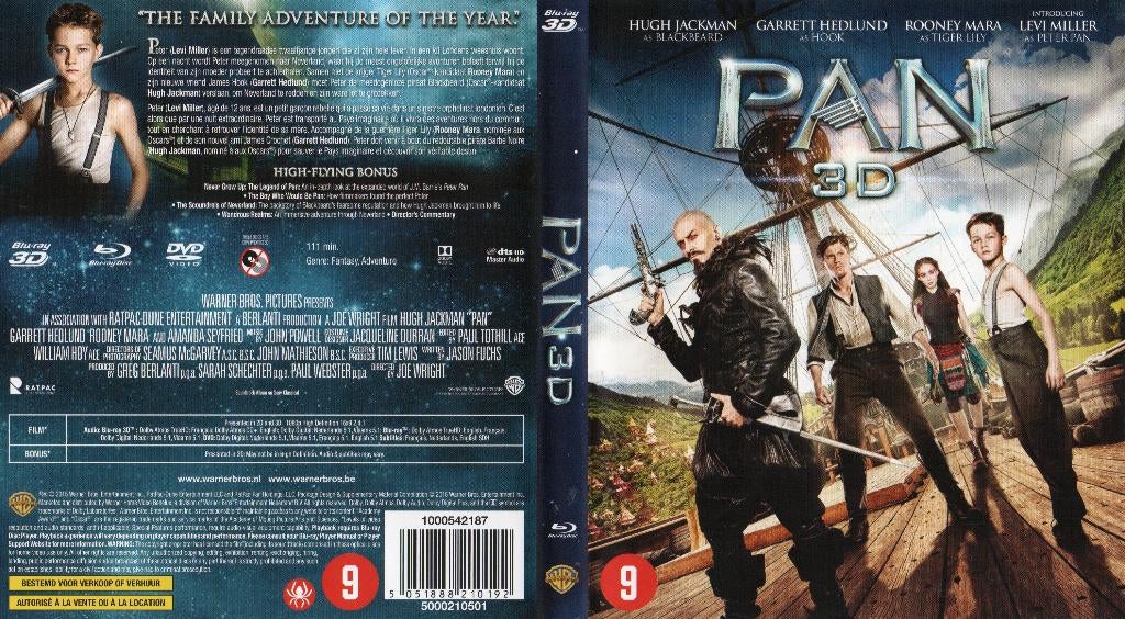 pan (blu-ray 3D + blu-ray) neuf, CD & DVD, Blu-ray, Comme neuf, Aventure, 3D, Enlèvement ou Envoi