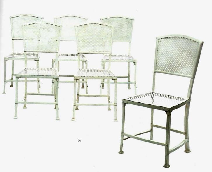 Six chaises de jardin Serrurier-Bovy, parfait état, unique, Jardin & Terrasse, Chaises de jardin, Utilisé, Métal, Enlèvement ou Envoi