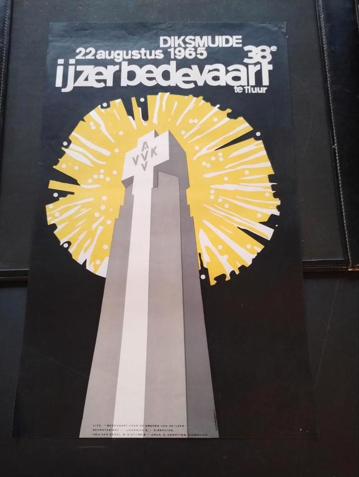 ijzer bedevaart affiche 1965 . 56 op 34,5 cm, Verzamelen, Posters, Ophalen of Verzenden