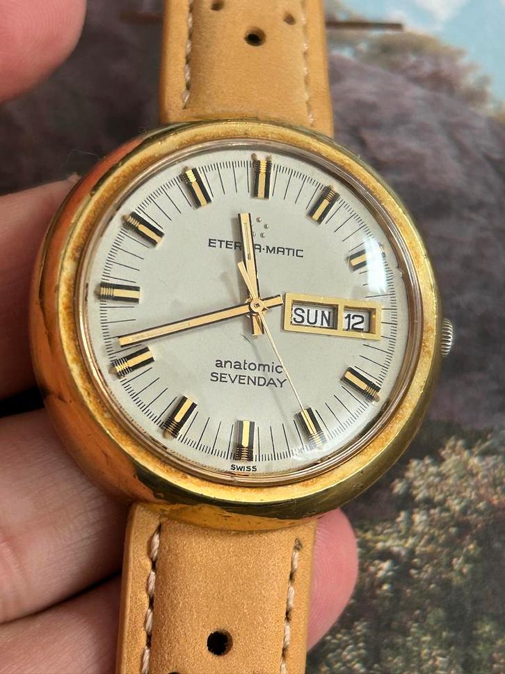 Vintage Eterna-Matic sevenday Automatic, Handtassen en Accessoires, Horloges | Antiek, Ophalen of Verzenden