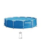 Intex metalen frame zwembad met accessoires en producten, Jardin & Terrasse, Piscines, Comme neuf, 300 cm ou plus, 200 à 400 cm