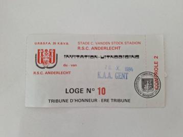 Uitnodiging Rsc Anderlecht-Gent, 1984, RSCA  beschikbaar voor biedingen