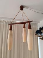 Vintage kroonluchterophanging van teakhout en Rotaflex uit d, Antiek en Kunst, Ophalen