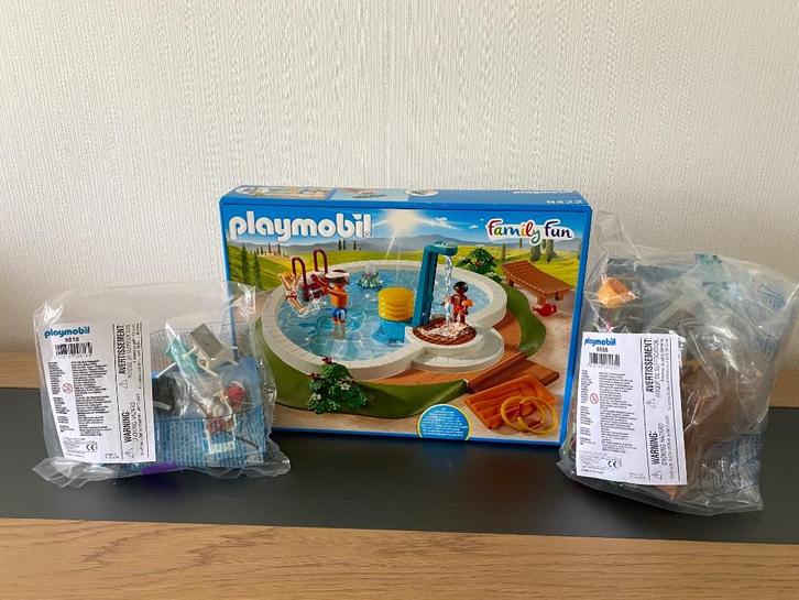 Playmobil pakket 21 - Zwembad en tuin 9422 , 9818, 6558, Kinderen en Baby's, Speelgoed | Playmobil, Zo goed als nieuw, Complete set