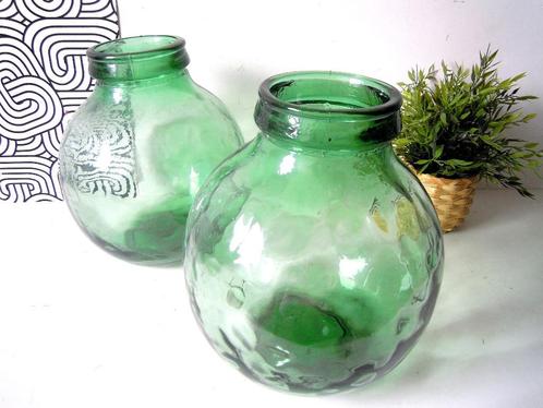 Trendy Boho vaas in mondgeblazen glas, Huis en Inrichting, Woonaccessoires | Vazen, Zo goed als nieuw, Groen, Minder dan 50 cm