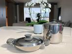 Set 2 Lagostina kookpotten Brevettato 17 cm + Sahanpan 20 cm, Huis en Inrichting, Keuken | Potten en Pannen, Inox, Gebruikt, Keramische plaat