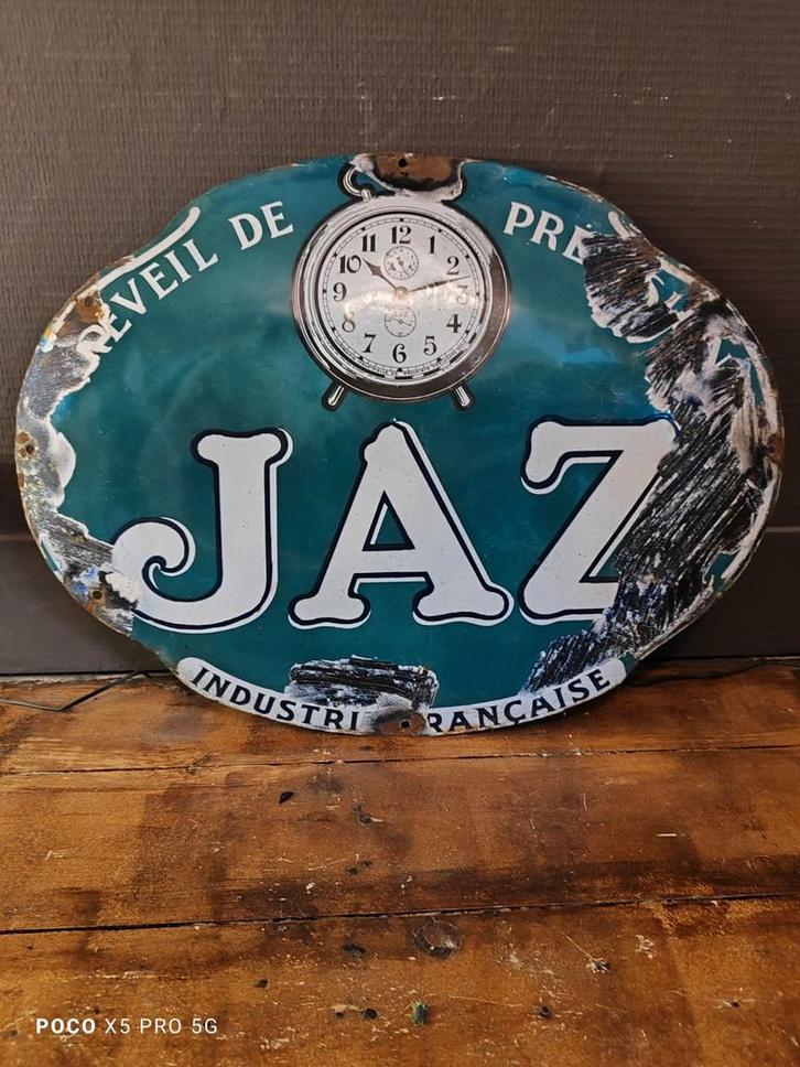 Jaz emaille reclamebord, Verzamelen, Merken en Reclamevoorwerpen, Zo goed als nieuw, Reclamebord, Ophalen of Verzenden