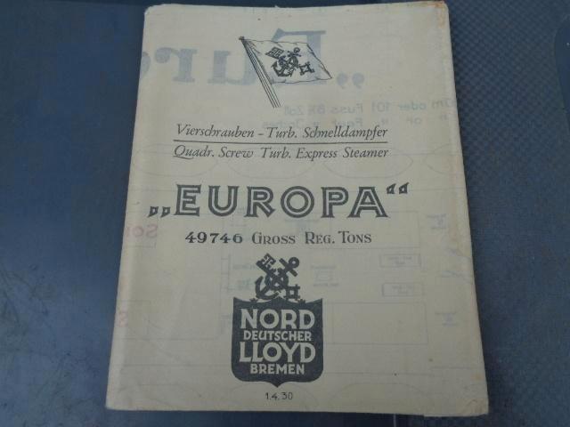 scheepsplan Duits MS Europa , Inzet in WO 2, Verzamelen, Scheepvaart, Gebruikt, Kaart, Foto of Prent, Motorboot, Ophalen of Verzenden