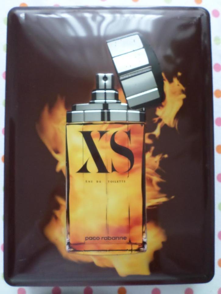 Metalen doosje Paco Rabanne XS eau de toilette zwartbruin, Verzamelen, Blikken, Gebruikt, Overige, Overige merken, Ophalen of Verzenden