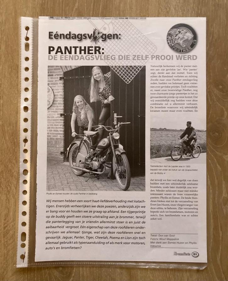 Unieke Map met documentatie  Eendagsvliegen - Panther, Fietsen en Brommers, Handleidingen en Instructieboekjes, Zo goed als nieuw
