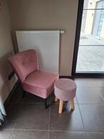 Roze zetel met poef, Huis en Inrichting, Minder dan 150 cm, Minder dan 75 cm, Stof, Ophalen of Verzenden