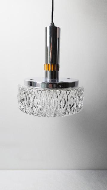 Space-age lamp - Hanglamp van chroom en glas - jaren 1970 beschikbaar voor biedingen