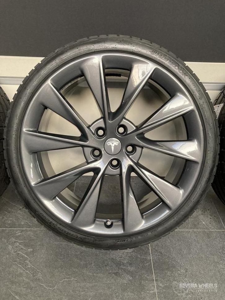 21” originele Tesla Model S Twin Turbine velgen + nwe banden, Auto-onderdelen, Banden en Velgen, Banden en Velgen, Zomerbanden