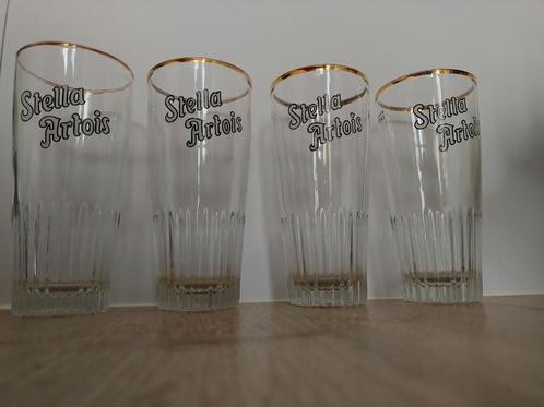 Oude Stella Artois bierglazen emaille en ribbels, Verzamelen, Glas en Drinkglazen, Zo goed als nieuw, Ophalen of Verzenden