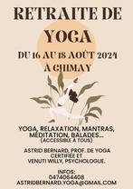 Retraite de yoga du 16 au 18 août 2024, Sports & Fitness, Yoga & Pilates, Enlèvement ou Envoi