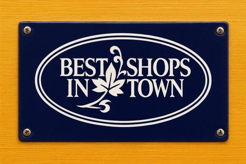 Emaille bordje – "Best Shop in Town", Verzamelen, Overige Verzamelen, Gebruikt, Verzenden