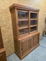 Buffetkast/vitrinekast in massief teak hout. 157cm, Huis en Inrichting, Ophalen