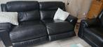 2 canapés en cuirs noirs véritables, Maison & Meubles, Canapés | Salons, Enlèvement, Utilisé, Quatre personnes ou plus, Cuir