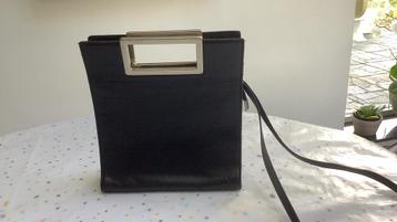 Beau sac à main et sac à bandoulière vintage en cuir d'ICCI., Enlèvement ou Envoi, Utilisé, Noir, Sac à main