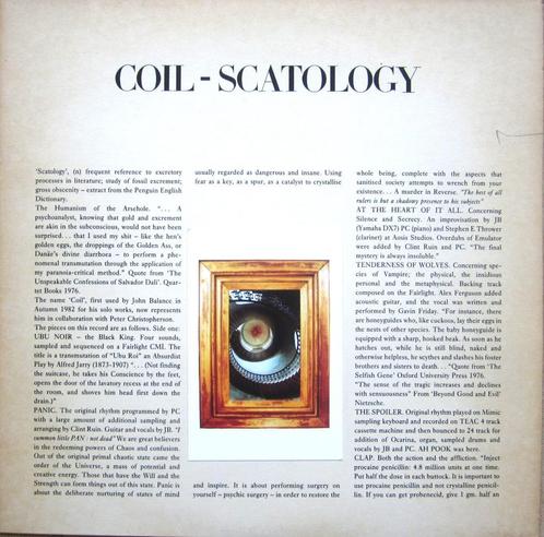 Coil : LP Scatology (Force & Form/1985 UK Original), Cd's en Dvd's, Vinyl | Overige Vinyl, Gebruikt, 12 inch, Ophalen of Verzenden