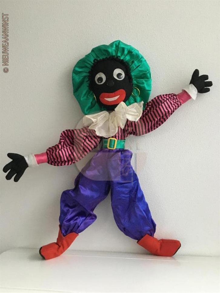 Authentieke vintage zwarte piet pop - 80cm, roze/paars/groen, Diversen, Sinterklaas, Verzenden