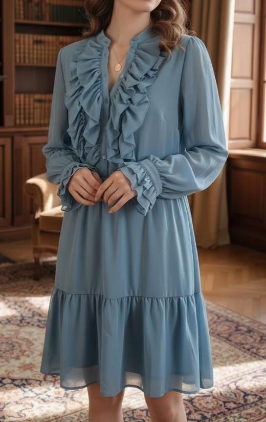 leuke jurk van sora, Kleding | Dames, Jurken, Zo goed als nieuw, Maat 38/40 (M), Blauw, Knielengte, Verzenden