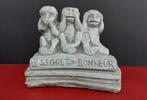 Les 3 singes de la sagesse, figurine en pierre, Antiquités & Art, Enlèvement ou Envoi