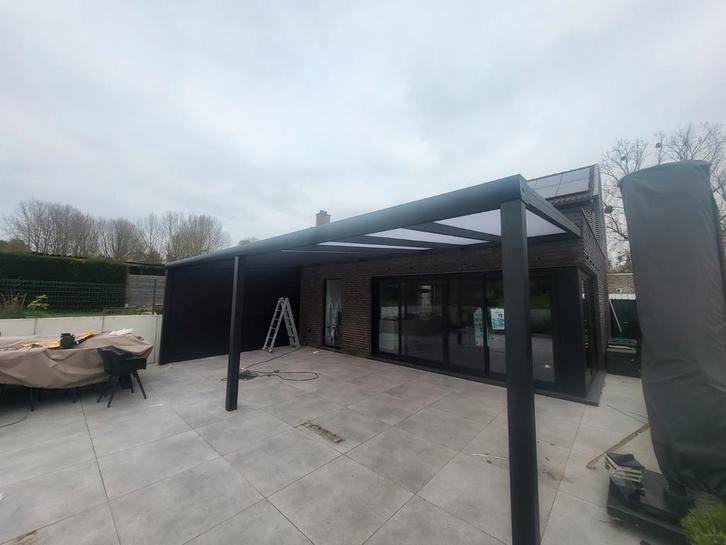 Terrasoverkapping, pergola, glazen wanden, aluminium wanden, Tuin en Terras, Partytenten, Ophalen