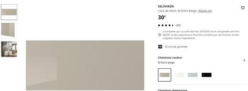 Face de tiroir brillant beige Selsviken IKEA 60x26 cm, Huis en Inrichting, Kasten |Televisiemeubels, Nieuw, Ophalen