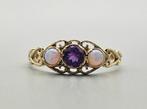 Gouden Vintage ring met edelsteen opaal en amethist.2024/89., Handtassen en Accessoires, Ringen, Paars, Ophalen of Verzenden, Zo goed als nieuw