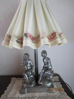 Tinnen tafellamp met putto, Ophalen of Verzenden, Zo goed als nieuw, Metaal