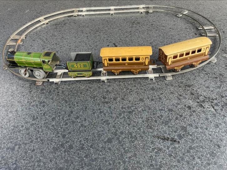 Oude blikken trein +wagons (+/-van 1935 zeldzaam 🇬🇧 ), Antiek en Kunst, Antiek | Speelgoed, Ophalen