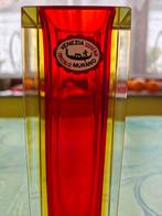 Vase prestigieux en cristal Murano rouge jaune Flavio Poli, Ophalen of Verzenden, Nieuw, Rood
