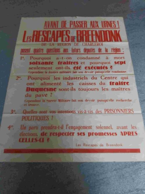 Breendonk Poster Verzet Weerstand Partizaan Geheim Leger, Verzamelen, Militaria | Algemeen, Overige soorten, Foto of Poster, Verzenden
