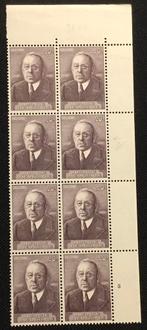 1956. E.Anseele. (997-V) MNH. Blok + Plaatnummer 3., Postzegels en Munten, Orginele gom, Staatshoofden, Ophalen of Verzenden, Postfris